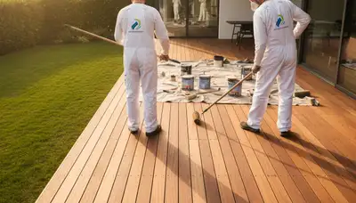 Chattanooga, TN painters staining and protecting a wooden deck for lasting curb appeal