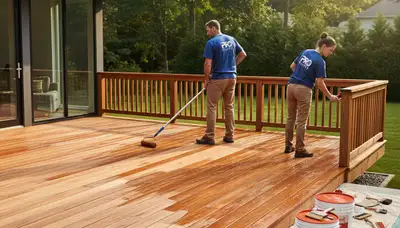 Deck staining in Chattanooga, TN by Chattanooga Paint Pros protecting a wood deck from weather