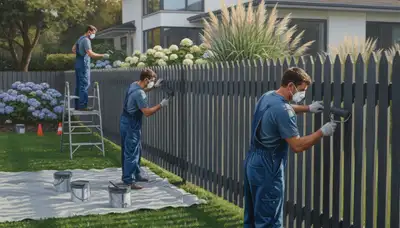 Chattanooga, TN fence painting service applying durable exterior coating to protect and improve a wood fence