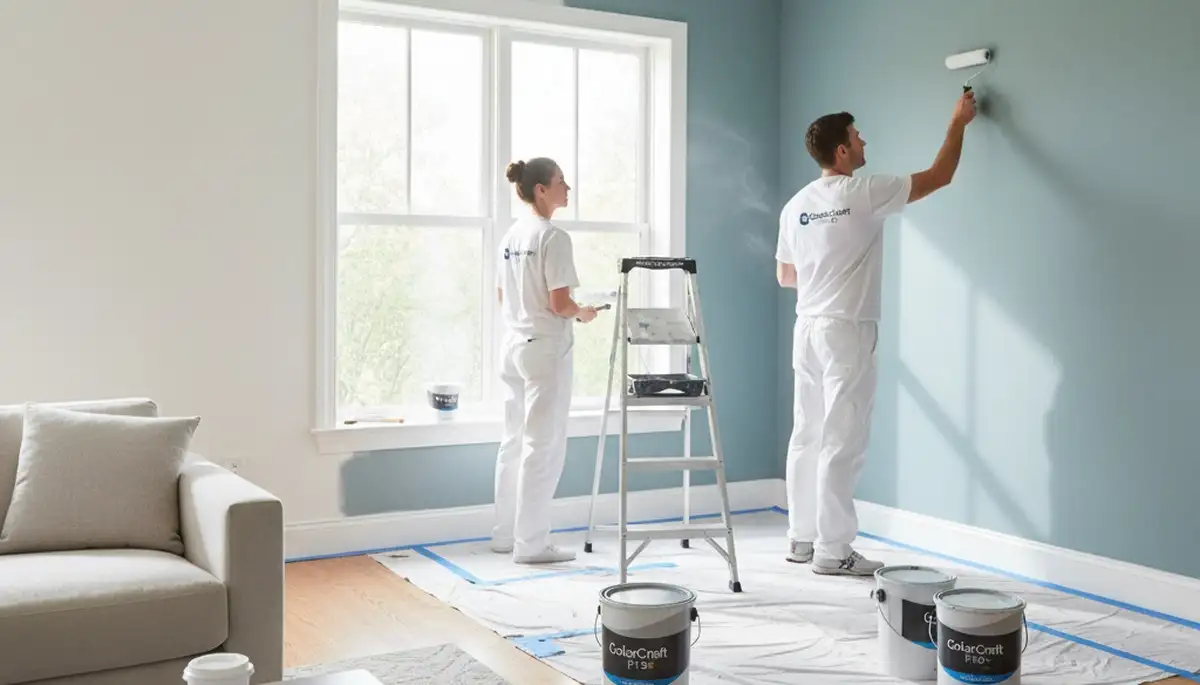 Chattanooga, TN painters applying durable interior house paint in a residential room